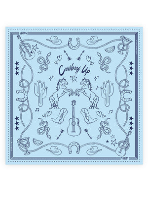 THE DH x KAYLEE BELL COWBOY UP BLUE PETITE SILK SCARF