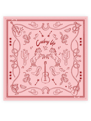 THE DH x KAYLEE BELL COWBOY UP PINK PETITE SILK SCARF
