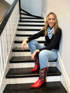 THE DH x KAYLEE BELL COWBOY UP BLUE PETITE SILK SCARF