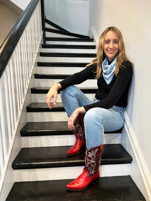 THE DH x KAYLEE BELL COWBOY UP BLUE PETITE SILK SCARF