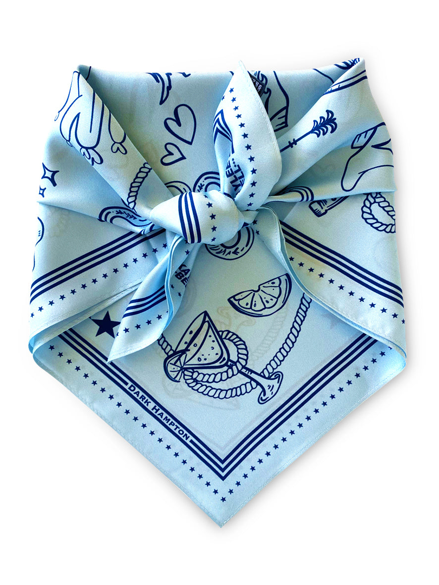 THE DH x KAYLEE BELL COWBOY UP BLUE PETITE SILK SCARF